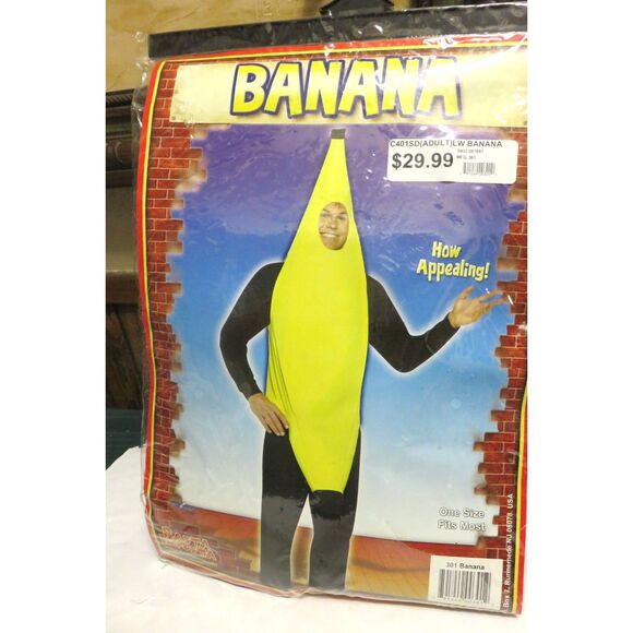 LIGHTWEIGHT  RASTA IMPOSTA BANANA COSTUME ONE PIECE FITS MOST ADULTS - Picture 1 of 3
